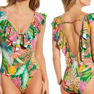 Gibson Latimer Multicolor Ruffle One Piece Swimsuit